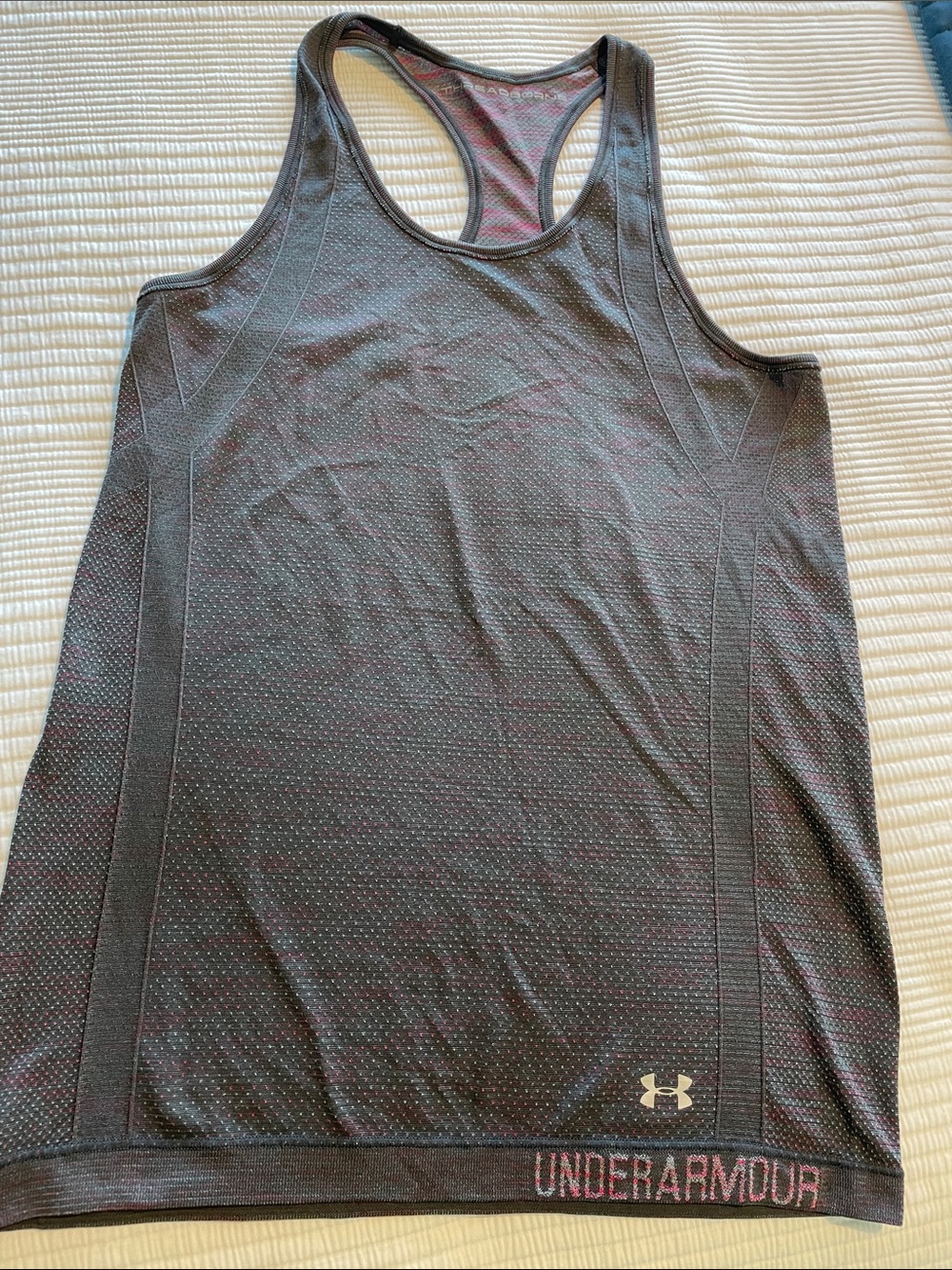 Under Armour Grey & Pink Recerback Tank Top - Small